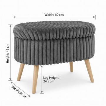 Puff med oppbevaring Atelier Del Sofa Mini Oslo Lin (60 x 46 x 35 cm) Antrasitt - Møbler - Stoler - Krakk - Puff