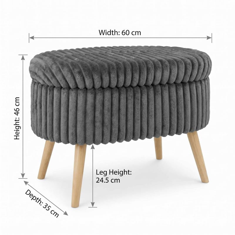Puff med oppbevaring Atelier Del Sofa Mini Oslo Lin (60 x 46 x 35 cm) Antrasitt - Møbler - Stoler - Krakk - Puff