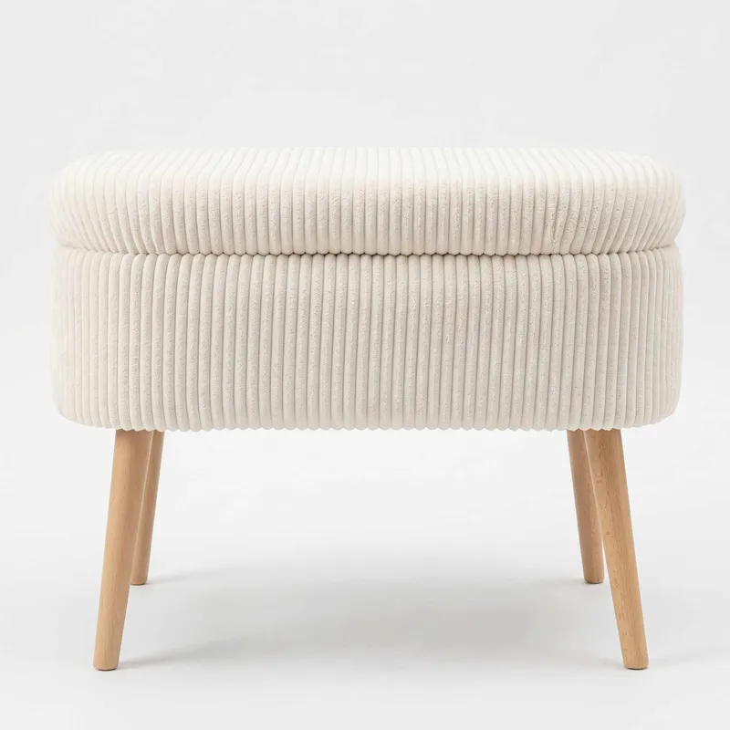 Puff med oppbevaring Atelier Del Sofa Mini Oslo Lin (60 x 46 x 35 cm) Cream