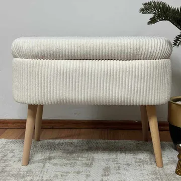 Puff med oppbevaring Atelier Del Sofa Mini Oslo Lin (60 x 46 x 35 cm) Cream - Møbler - Stoler - Krakk - Puff