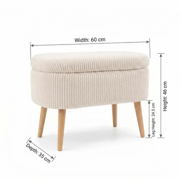 Puff med oppbevaring Atelier Del Sofa Mini Oslo Lin (60 x 46 x 35 cm) Cream - Møbler - Stoler - Krakk - Puff