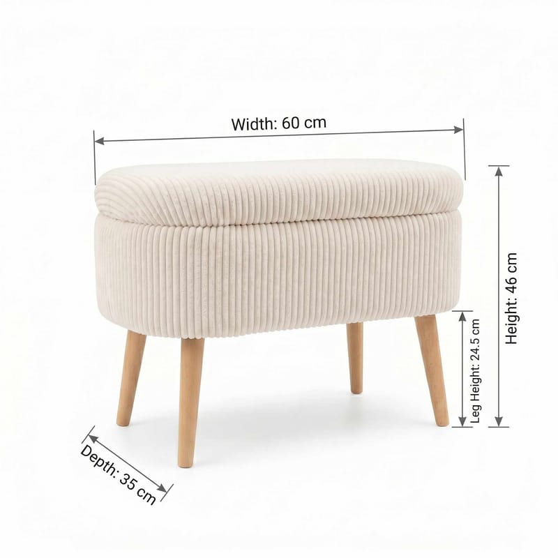 Puff med oppbevaring Atelier Del Sofa Mini Oslo Lin (60 x 46 x 35 cm) Cream - Møbler - Stoler - Krakk - Puff