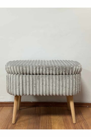 Puff med oppbevaring Atelier Del Sofa Mini Oslo Lin (60 x 46 x 35 cm) Grå - Møbler - Stoler - Krakk - Puff