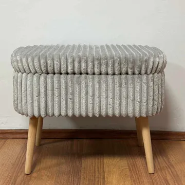 Puff med oppbevaring Atelier Del Sofa Mini Oslo Lin (60 x 46 x 35 cm) Grå - Møbler - Stoler - Krakk - Puff