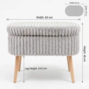 Puff med oppbevaring Atelier Del Sofa Mini Oslo Lin (60 x 46 x 35 cm) Grå - Møbler - Stoler - Krakk - Puff