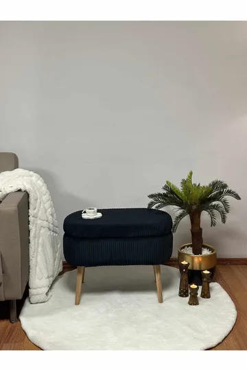Puff med oppbevaring Atelier Del Sofa Mini Oslo Lin (60 x 46 x 35 cm) Svart - Møbler - Stoler - Krakk - Puff