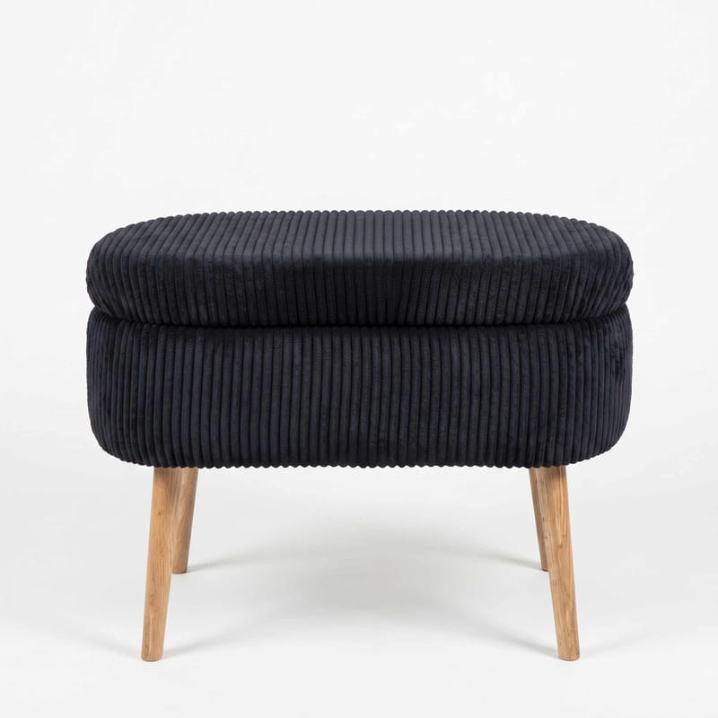 Puff med oppbevaring Atelier Del Sofa Mini Oslo Lin (60 x 46 x 35 cm) Svart - Møbler - Stoler - Krakk - Puff