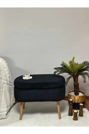Puff med oppbevaring Atelier Del Sofa Mini Oslo Lin (60 x 46 x 35 cm) Svart - Møbler - Stoler - Krakk - Puff