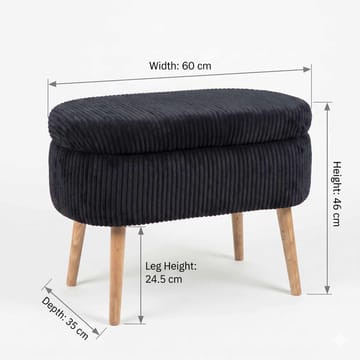 Puff med oppbevaring Atelier Del Sofa Mini Oslo Lin (60 x 46 x 35 cm) Svart - Møbler - Stoler - Krakk - Puff