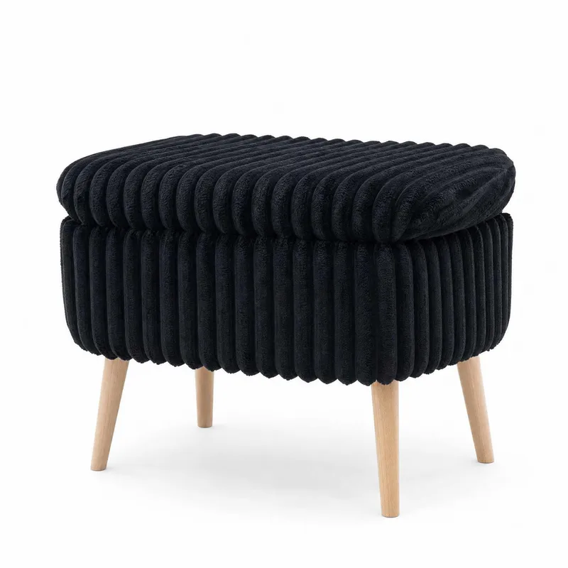 Puff med oppbevaring Atelier Del Sofa Mini Oslo Lin (60 x 46 x 35 cm) Toscano Black