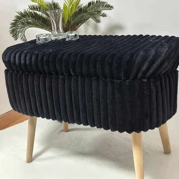 Puff med oppbevaring Atelier Del Sofa Mini Oslo Lin (60 x 46 x 35 cm) Toscano Black - Møbler - Stoler - Krakk - Puff