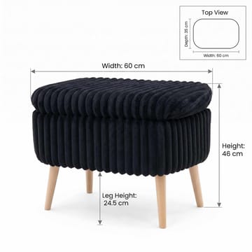 Puff med oppbevaring Atelier Del Sofa Mini Oslo Lin (60 x 46 x 35 cm) Toscano Black - Møbler - Stoler - Krakk - Puff