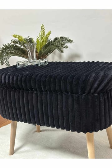 Puff med oppbevaring Atelier Del Sofa Mini Oslo Lin (60 x 46 x 35 cm) Toscano Black - Møbler - Stoler - Krakk - Puff