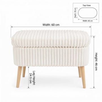Puff med oppbevaring Atelier Del Sofa Mini Oslo Lin (60 x 46 x 35 cm) Toscano Cream - Møbler - Stoler - Krakk - Puff