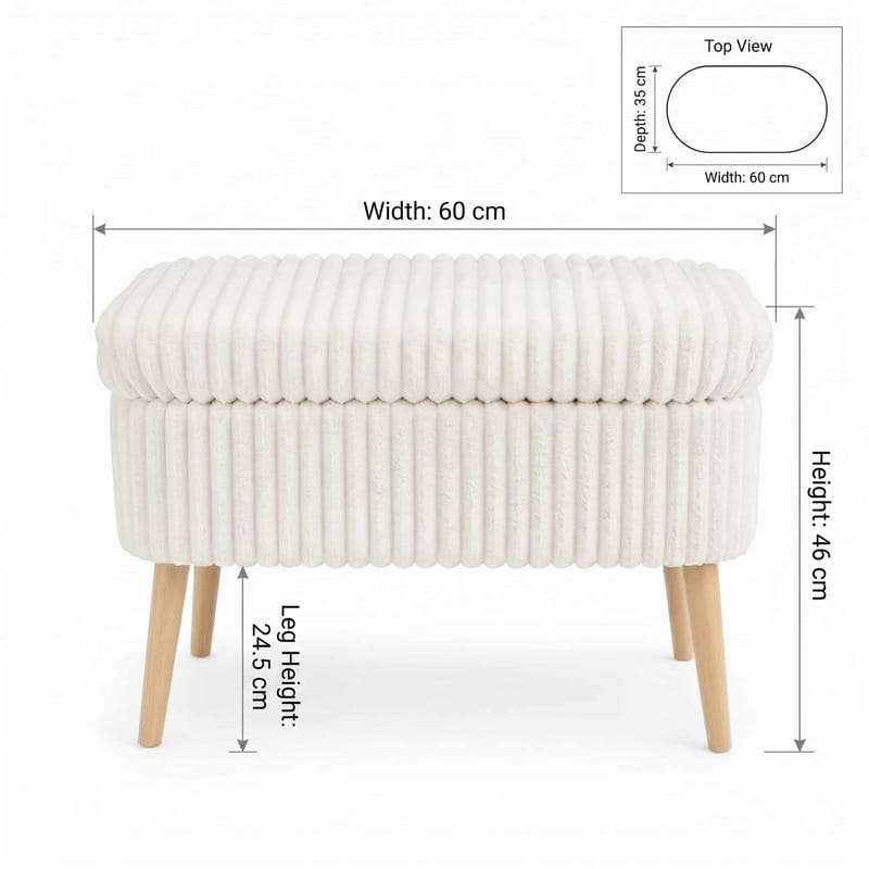 Puff med oppbevaring Atelier Del Sofa Mini Oslo Lin (60 x 46 x 35 cm) Toscano Cream - Møbler - Stoler - Krakk - Puff