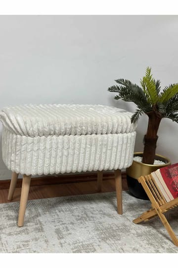 Puff med oppbevaring Atelier Del Sofa Mini Oslo Lin (60 x 46 x 35 cm) Toscano Cream - Møbler - Stoler - Krakk - Puff