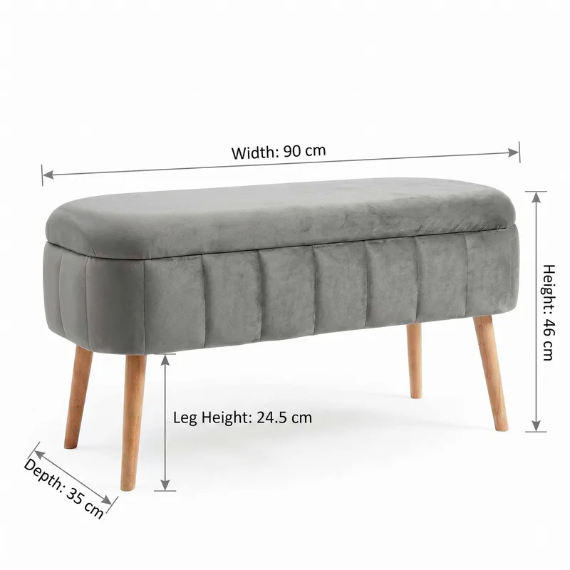 Puff med oppbevaring Atelier Del Sofa Oslo Babyface (90 x 46 x 35 cm) Antrasitt - Møbler - Stoler - Krakk - Puff
