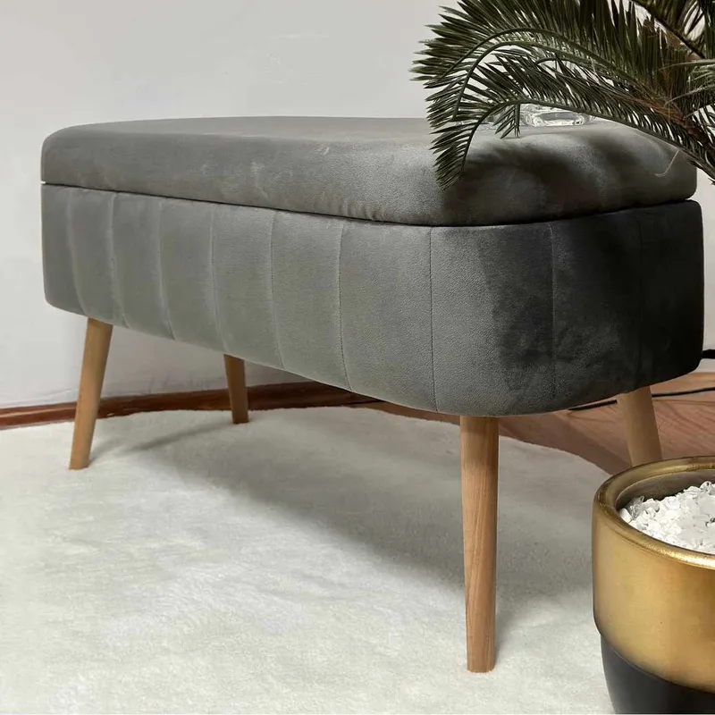 Puff med oppbevaring Atelier Del Sofa Oslo Babyface (90 x 46 x 35 cm) Antrasitt - Møbler - Stoler - Krakk - Puff