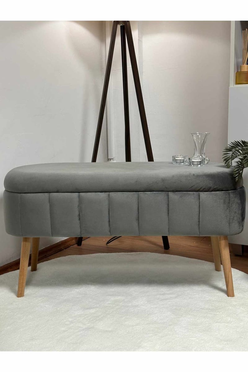 Puff med oppbevaring Atelier Del Sofa Oslo Babyface (90 x 46 x 35 cm) Antrasitt - Møbler - Stoler - Krakk - Puff