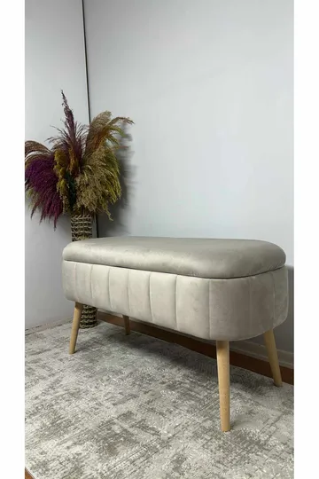 Puff med oppbevaring Atelier Del Sofa Oslo Babyface (90 x 46 x 35 cm) Beige - Møbler - Stoler - Krakk - Puff