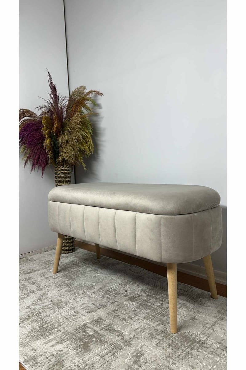 Puff med oppbevaring Atelier Del Sofa Oslo Babyface (90 x 46 x 35 cm) Beige - Møbler - Stoler - Krakk - Puff