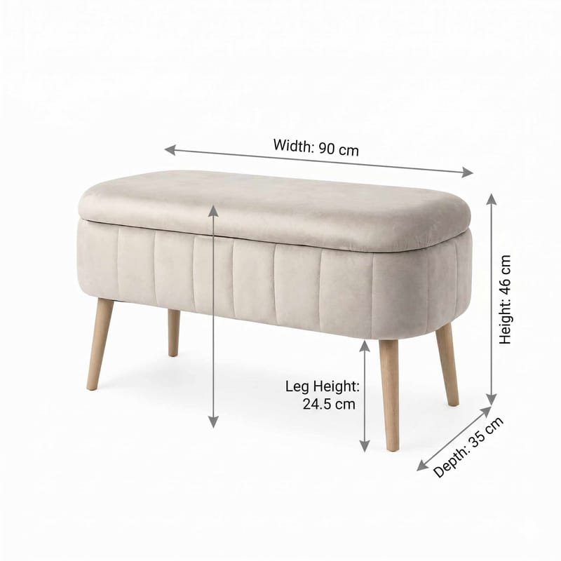 Puff med oppbevaring Atelier Del Sofa Oslo Babyface (90 x 46 x 35 cm) Beige - Møbler - Stoler - Krakk - Puff