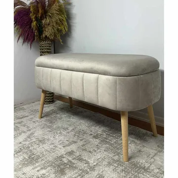 Puff med oppbevaring Atelier Del Sofa Oslo Babyface (90 x 46 x 35 cm) Beige - Møbler - Stoler - Krakk - Puff