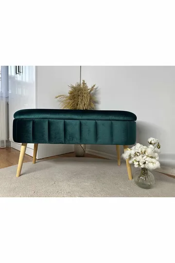 Puff med oppbevaring Atelier Del Sofa Oslo Babyface (90 x 46 x 35 cm) Emerald - Møbler - Stoler - Krakk - Puff