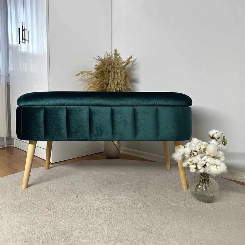 Puff med oppbevaring Atelier Del Sofa Oslo Babyface (90 x 46 x 35 cm) Emerald - Møbler - Stoler - Krakk - Puff