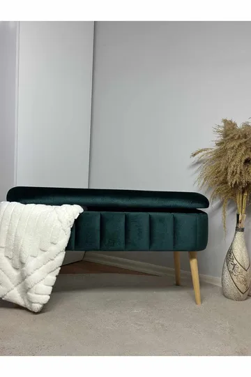 Puff med oppbevaring Atelier Del Sofa Oslo Babyface (90 x 46 x 35 cm) Emerald - Møbler - Stoler - Krakk - Puff