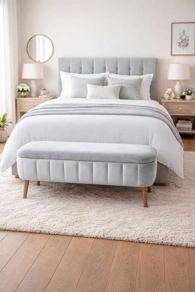 Puff med oppbevaring Atelier Del Sofa Oslo Babyface (90 x 46 x 35 cm) Grå - Møbler - Stoler - Krakk - Puff