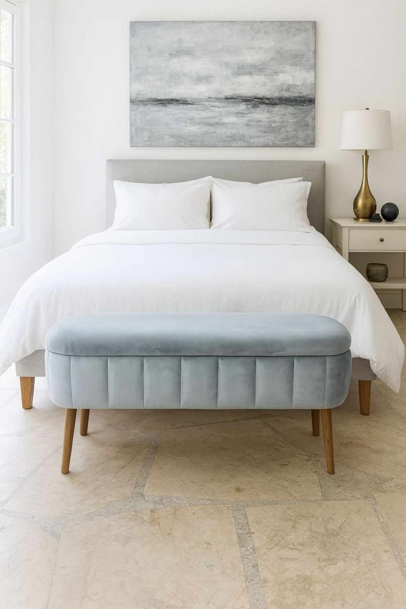 Puff med oppbevaring Atelier Del Sofa Oslo Babyface (90 x 46 x 35 cm) Grå - Møbler - Stoler - Krakk - Puff