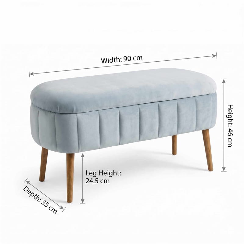 Puff med oppbevaring Atelier Del Sofa Oslo Babyface (90 x 46 x 35 cm) Grå - Møbler - Stoler - Krakk - Puff