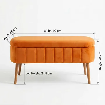 Puff med oppbevaring Atelier Del Sofa Oslo Babyface (90 x 46 x 35 cm) Oransje - Møbler - Stoler - Krakk - Puff