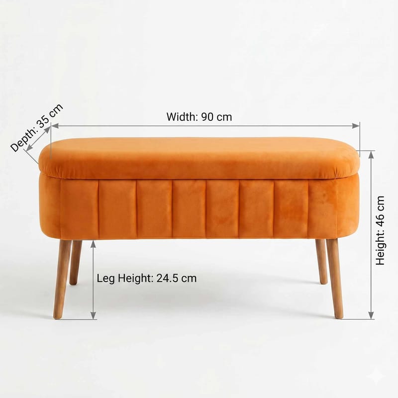 Puff med oppbevaring Atelier Del Sofa Oslo Babyface (90 x 46 x 35 cm) Oransje - Møbler - Stoler - Krakk - Puff