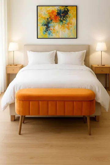 Puff med oppbevaring Atelier Del Sofa Oslo Babyface (90 x 46 x 35 cm) Oransje - Møbler - Stoler - Krakk - Puff