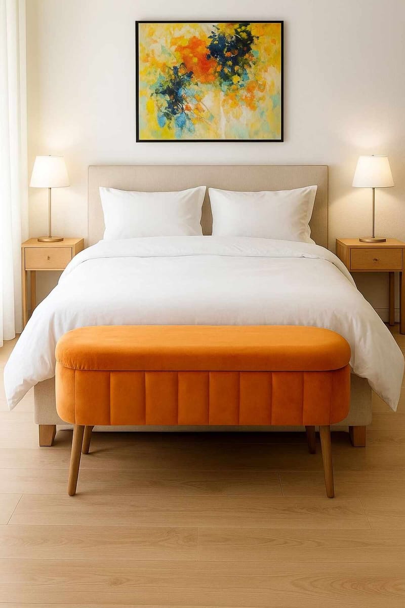 Puff med oppbevaring Atelier Del Sofa Oslo Babyface (90 x 46 x 35 cm) Oransje - Møbler - Stoler - Krakk - Puff