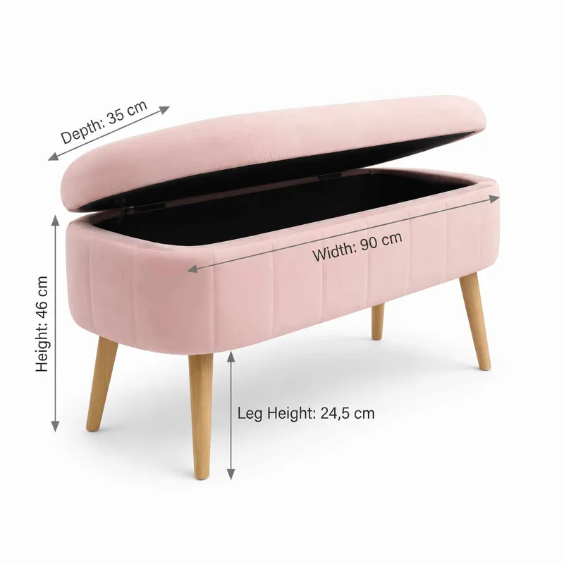 Puff med oppbevaring Atelier Del Sofa Oslo Babyface (90 x 46 x 35 cm) Rosa - Møbler - Stoler - Krakk - Puff