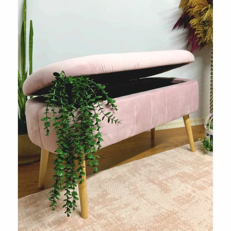 Puff med oppbevaring Atelier Del Sofa Oslo Babyface (90 x 46 x 35 cm) Rosa - Møbler - Stoler - Krakk - Puff