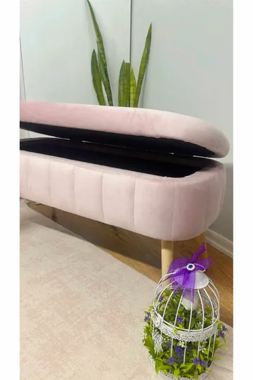 Puff med oppbevaring Atelier Del Sofa Oslo Babyface (90 x 46 x 35 cm) Rosa - Møbler - Stoler - Krakk - Puff