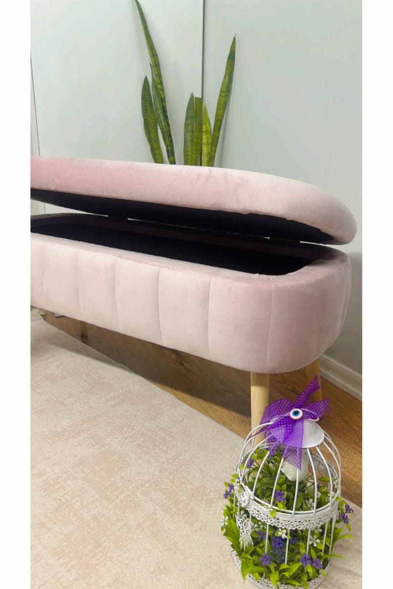 Puff med oppbevaring Atelier Del Sofa Oslo Babyface (90 x 46 x 35 cm) Rosa - Møbler - Stoler - Krakk - Puff
