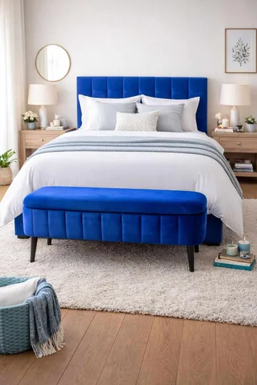 Puff med oppbevaring Atelier Del Sofa Oslo Babyface (90 x 46 x 35 cm) Sax Blue - Møbler - Stoler - Krakk - Puff