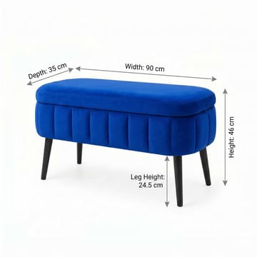 Puff med oppbevaring Atelier Del Sofa Oslo Babyface (90 x 46 x 35 cm) Sax Blue - Møbler - Stoler - Krakk - Puff