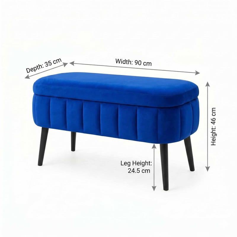 Puff med oppbevaring Atelier Del Sofa Oslo Babyface (90 x 46 x 35 cm) Sax Blue - Møbler - Stoler - Krakk - Puff