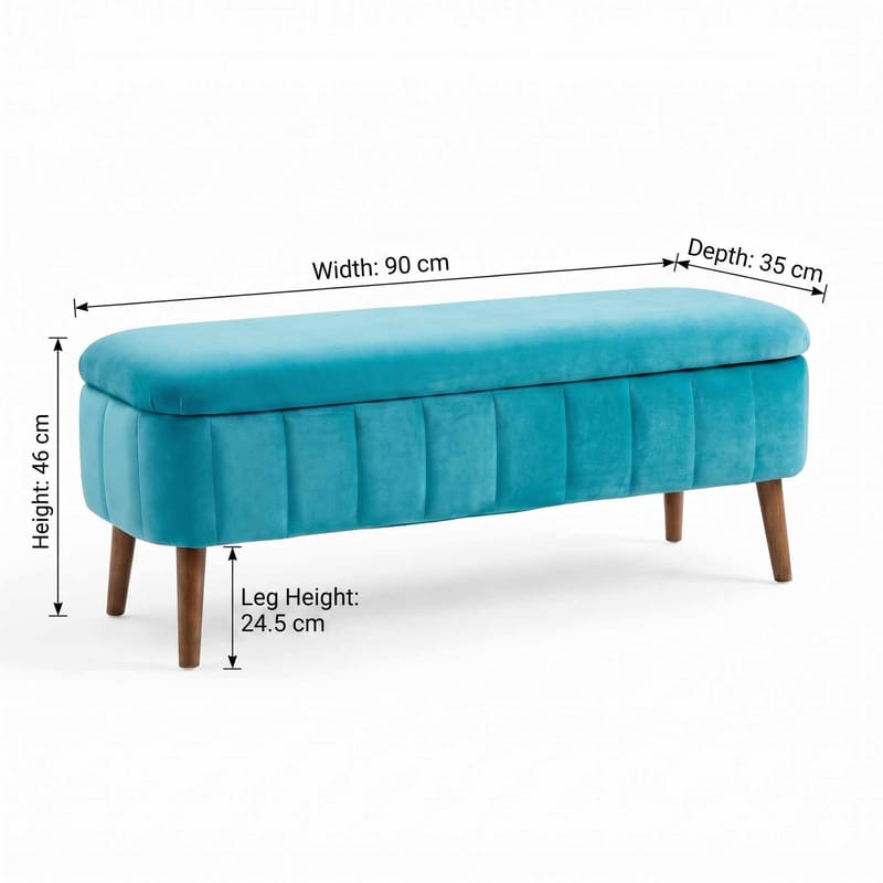 Puff med oppbevaring Atelier Del Sofa Oslo Babyface (90 x 46 x 35 cm) Turkis - Møbler - Stoler - Krakk - Puff