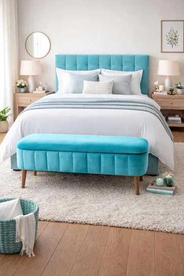 Puff med oppbevaring Atelier Del Sofa Oslo Babyface (90 x 46 x 35 cm) Turkis - Møbler - Stoler - Krakk - Puff