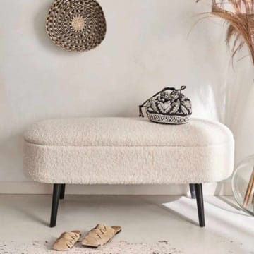 Puff med oppbevaring Atelier Del Sofa Oslo Wellsoft (90 x 46 x 35 cm) Hvit svart - Møbler - Stoler - Krakk - Puff