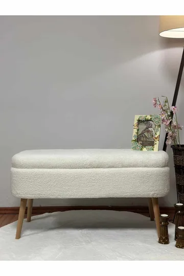Puff med oppbevaring Atelier Del Sofa Oslo Wellsoft (90 x 46 x 35 cm) Hvit - Møbler - Stoler - Krakk - Puff
