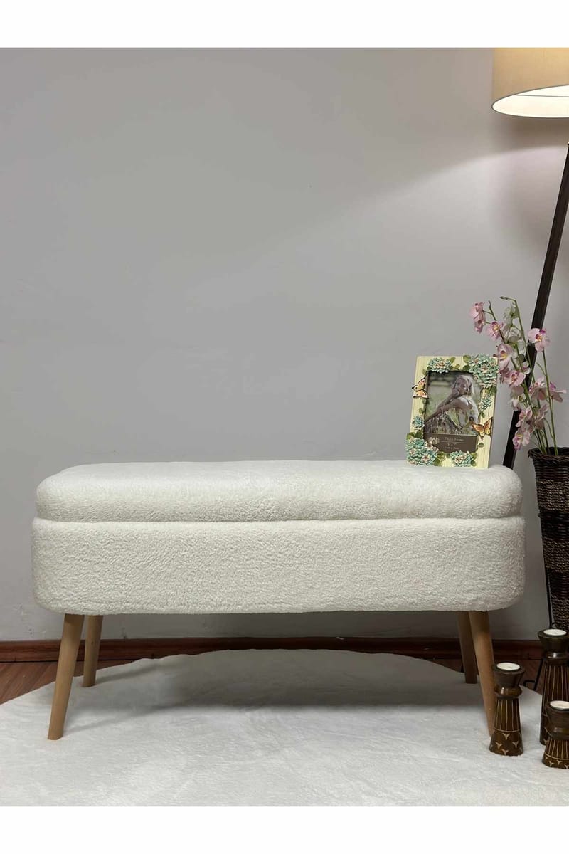 Puff med oppbevaring Atelier Del Sofa Oslo Wellsoft (90 x 46 x 35 cm) Hvit - Møbler - Stoler - Krakk - Puff