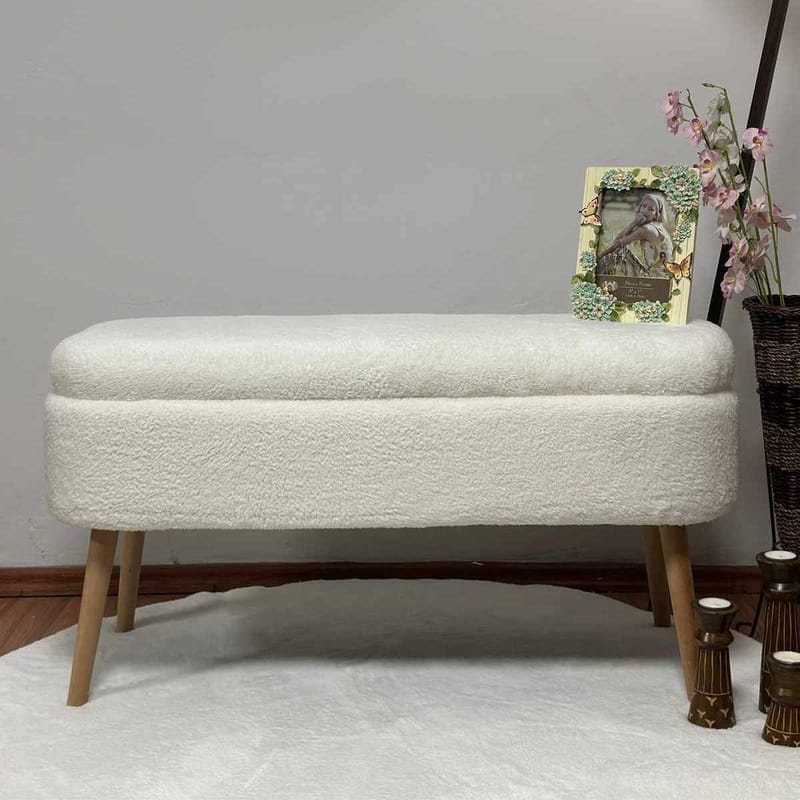 Puff med oppbevaring Atelier Del Sofa Oslo Wellsoft (90 x 46 x 35 cm) Hvit - Møbler - Stoler - Krakk - Puff